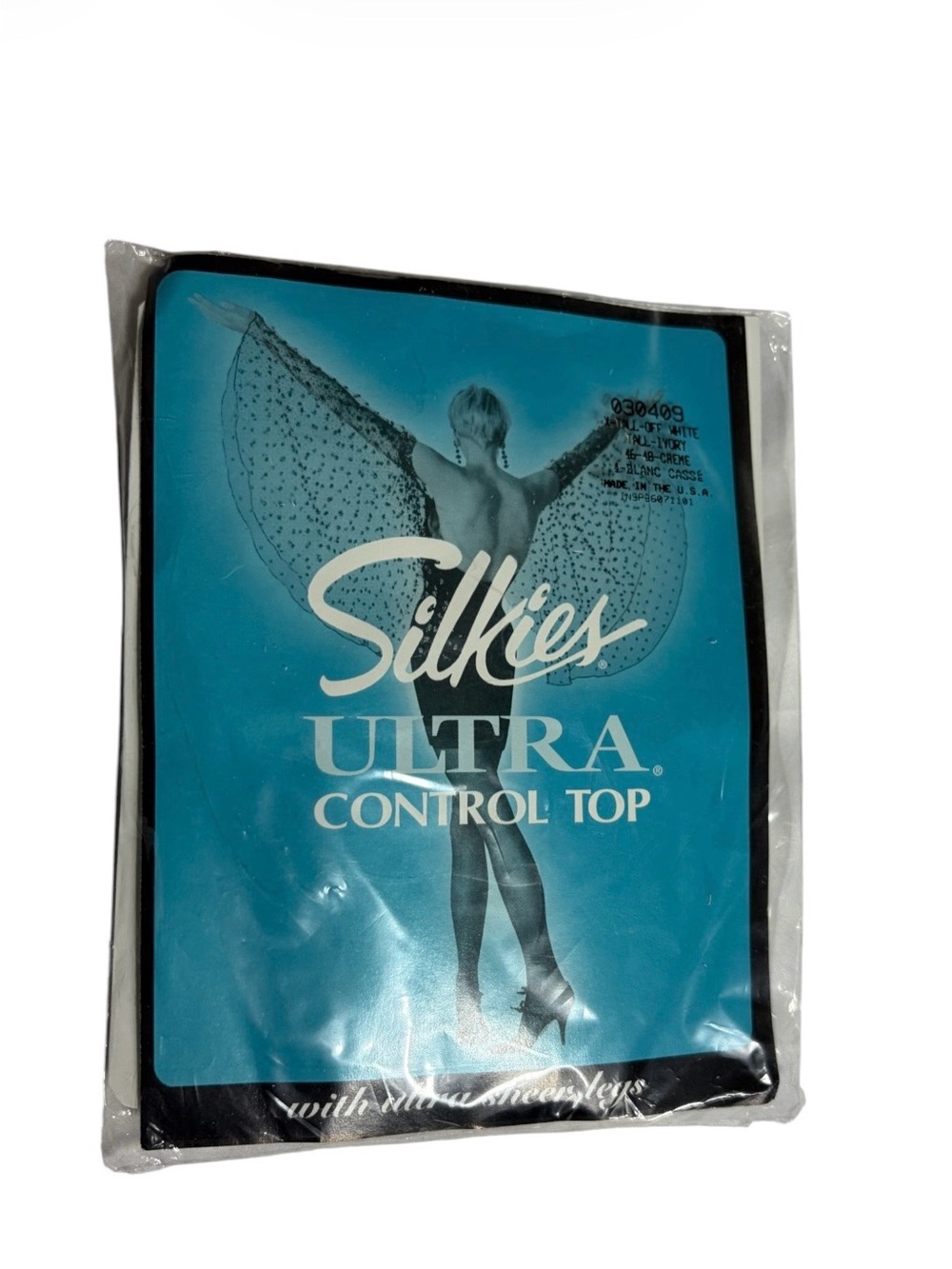 NWT Y2K silkies Off white control top nylon sheer tights size X Tall